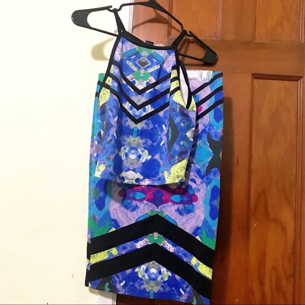 Multicolor Geometric Designed Two Piece Set